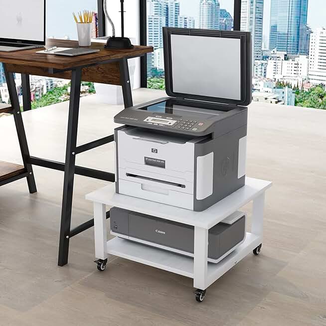 Large 2-Tier Printer Stand with Storage and Wheels