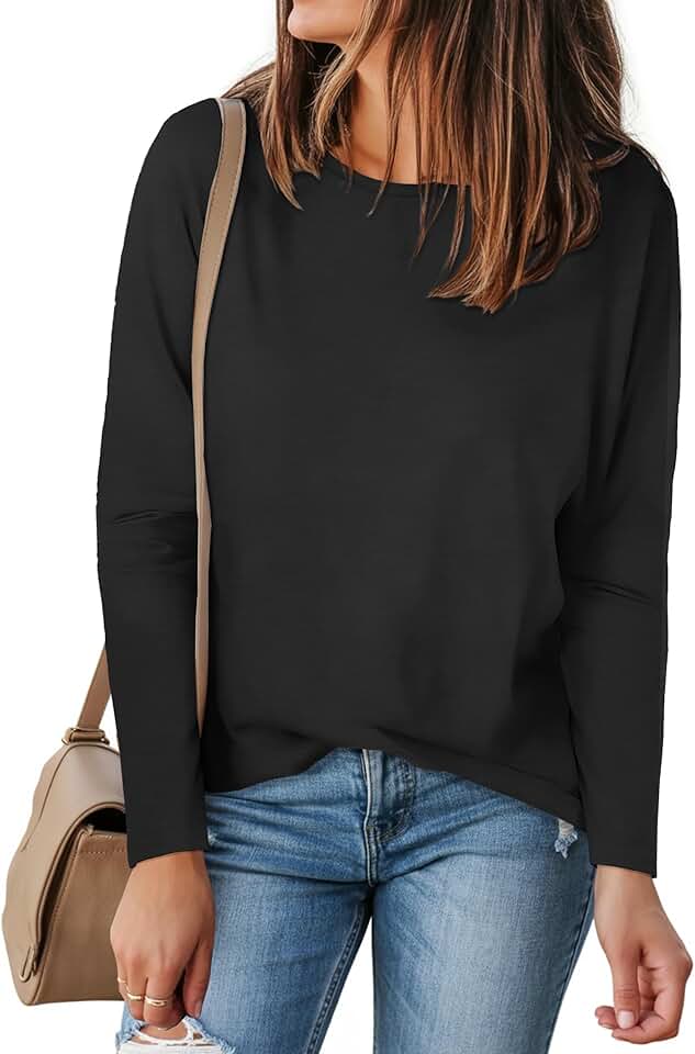 Casual Long Sleeve Crew Neck Shirts for Women
