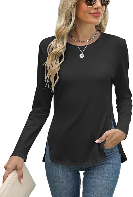 Women's Long Sleeve Crew Neck Casual Shirts
