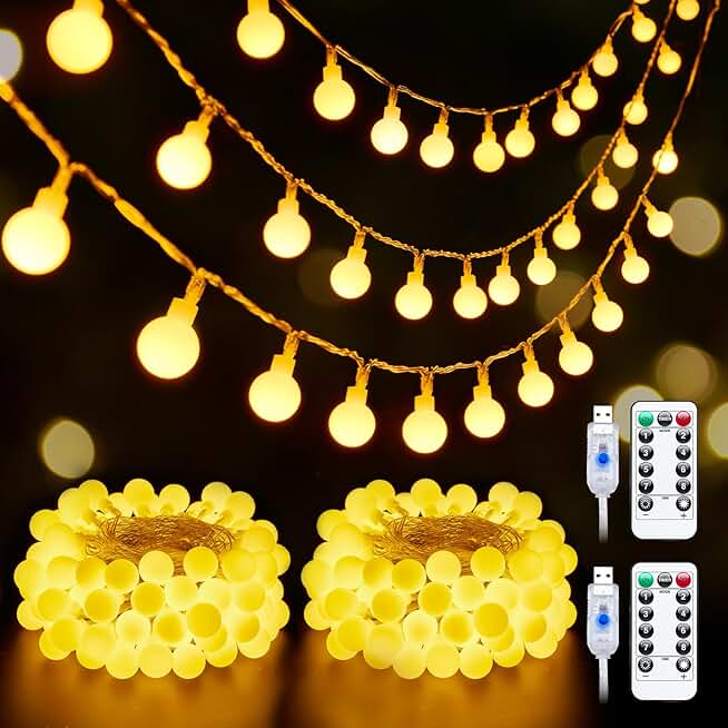 Two-Pack USB Globe String Lights, 32.8 Feet, Indoor Decor