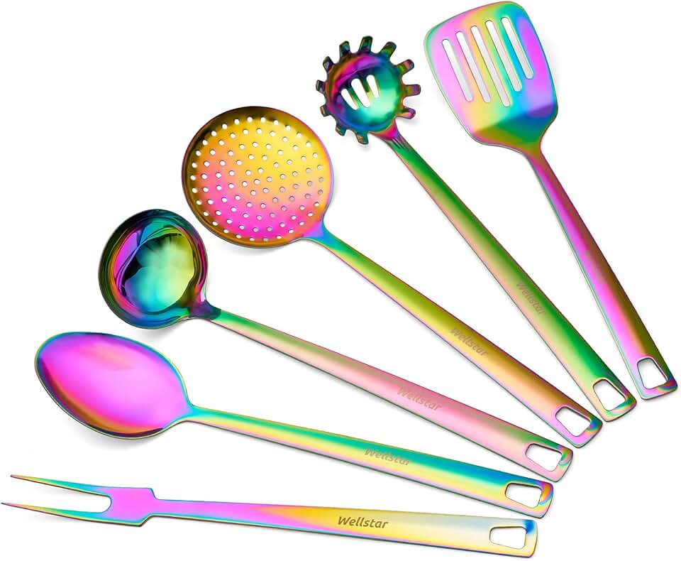 6-Piece Rainbow Kitchen Utensil Set in Stainless Steel