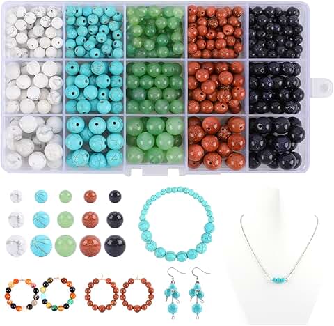 Natural Round Stone Beads Set for Jewelry Making