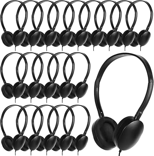 Bulk Pack of 30 Kids Headphones for Classroom Use
