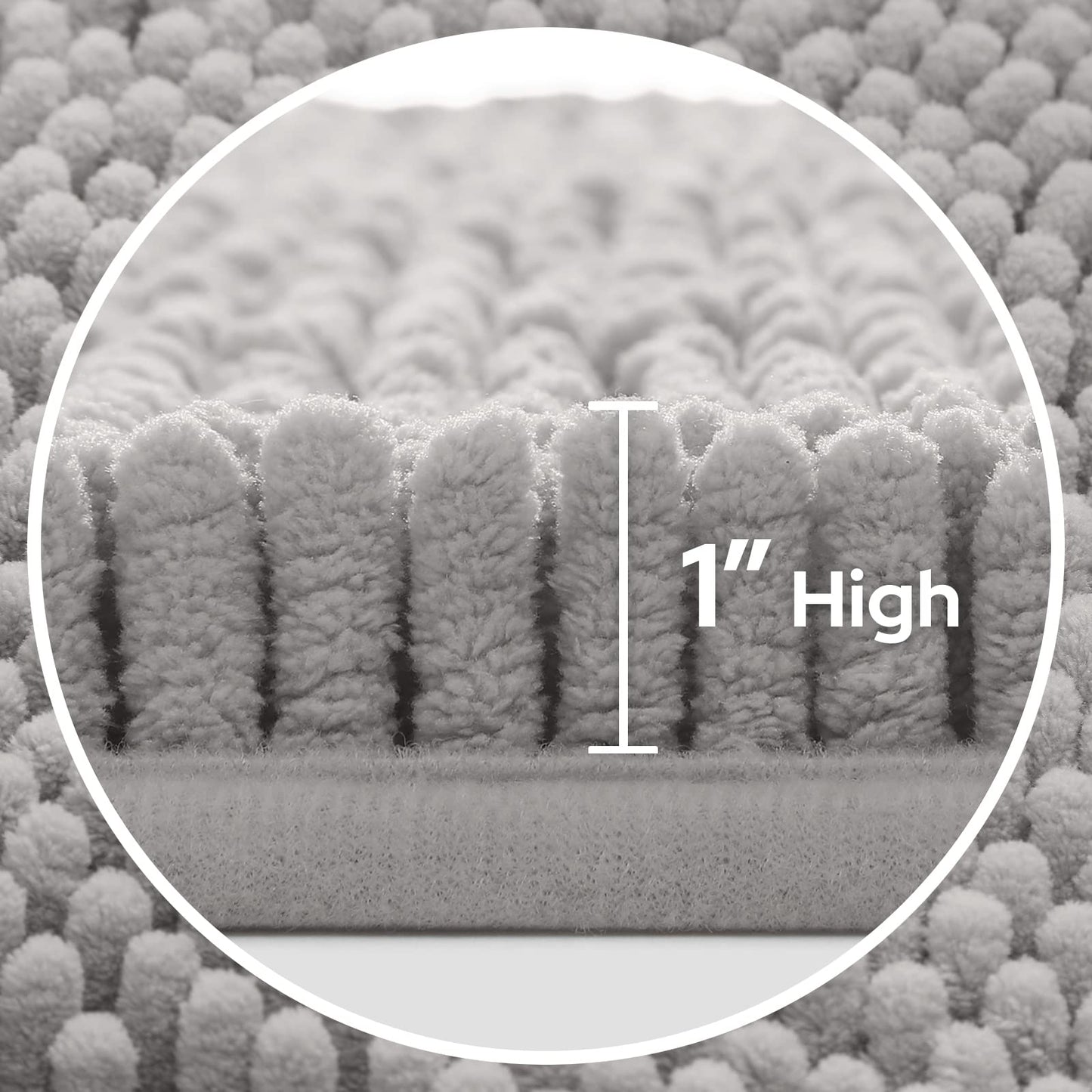 3 Pieces Bathroom Rug Set, Ultra Soft Non Bath Rug and Absorbent Chenille Bath Mat, Light Grey Bathroom Rugs, Plush Bath Mats for Bathroom, Tub, Shower