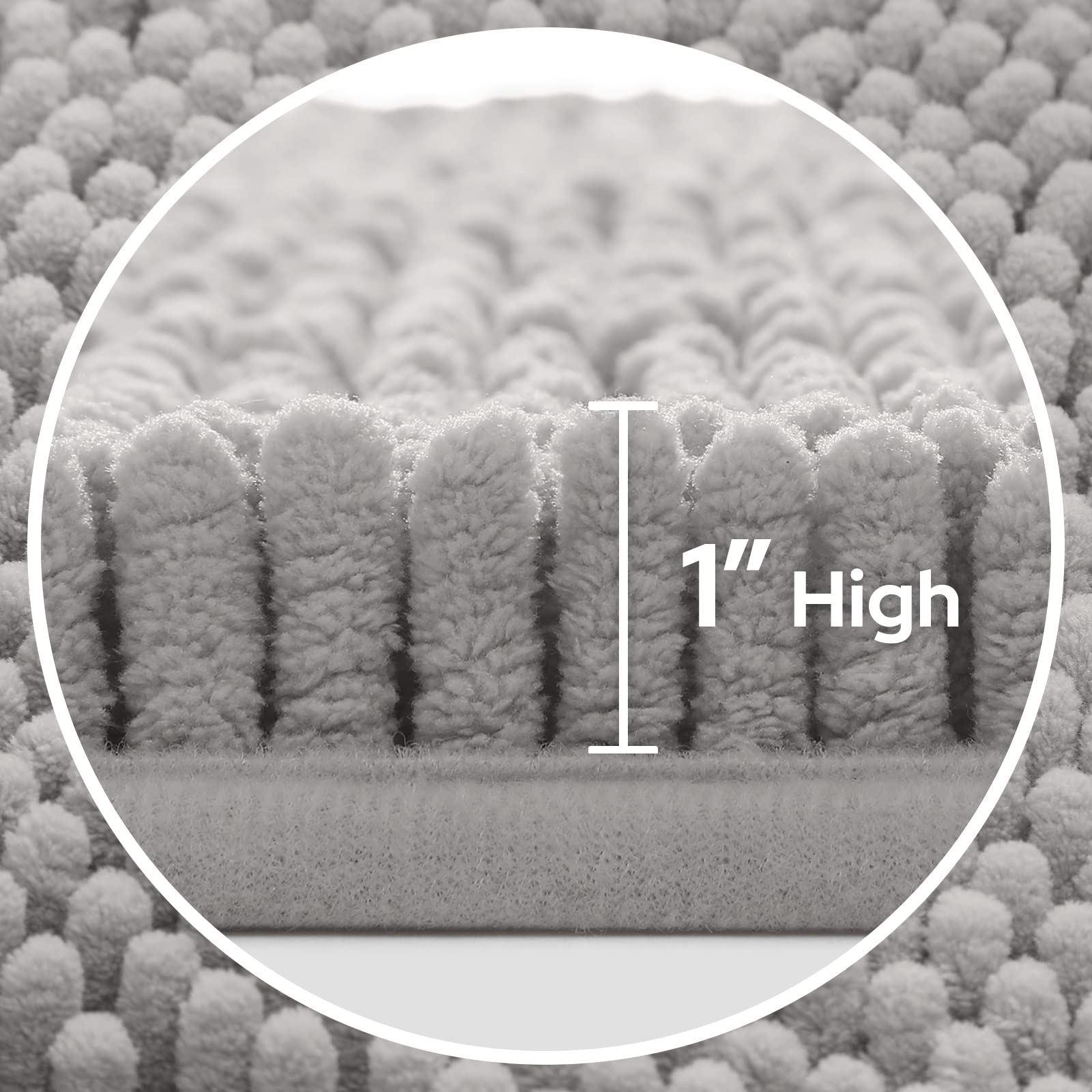 3 Pieces Bathroom Rug Set, Ultra Soft Non Bath Rug and Absorbent Chenille Bath Mat, Light Grey Bathroom Rugs, Plush Bath Mats for Bathroom, Tub, Shower