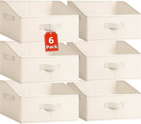 Set of 6 Large Fabric Closet Organizer Bins with Handles