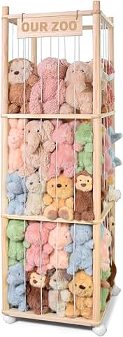 Wooden Stuffed Animal Storage with Wheels