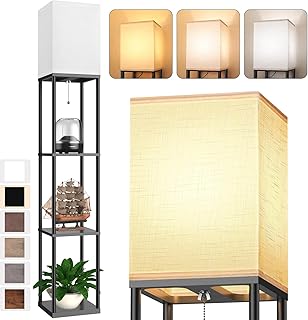 Floor lamp with shelves and LED bulbs for living room