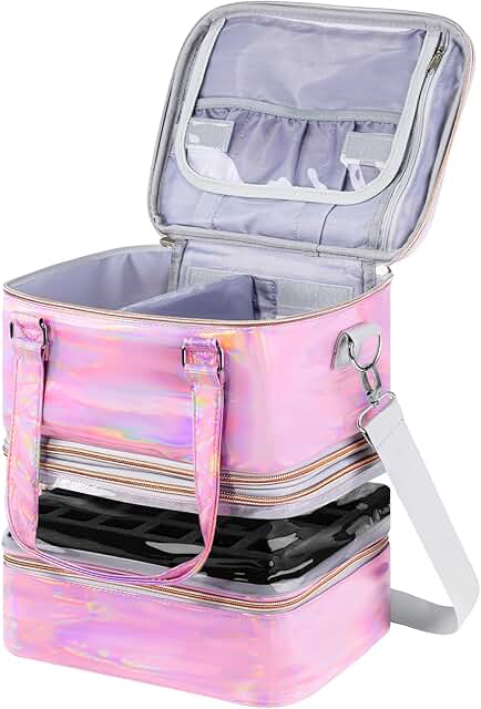 3-Layer Nail Polish Organizer with Nail Lamp and Strap