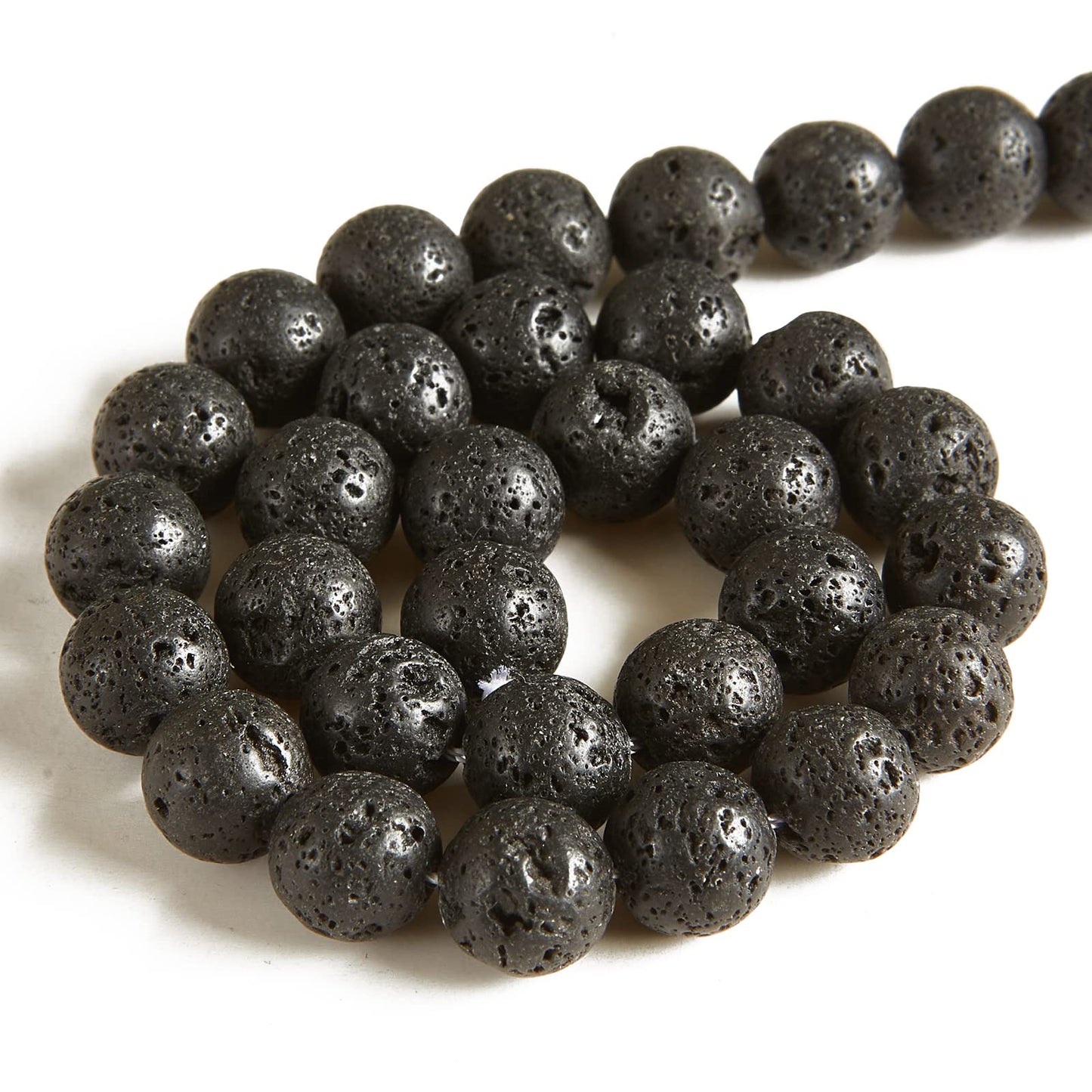 100pcs 6mm Black Lava Gemstone Beads for Jewelry Making