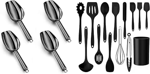 Mini Black Ice Scoop and Cooking Utensil Set