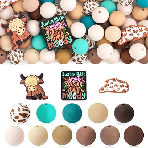 100 Highland Cow Silicone Beads for Crafts and Jewelry