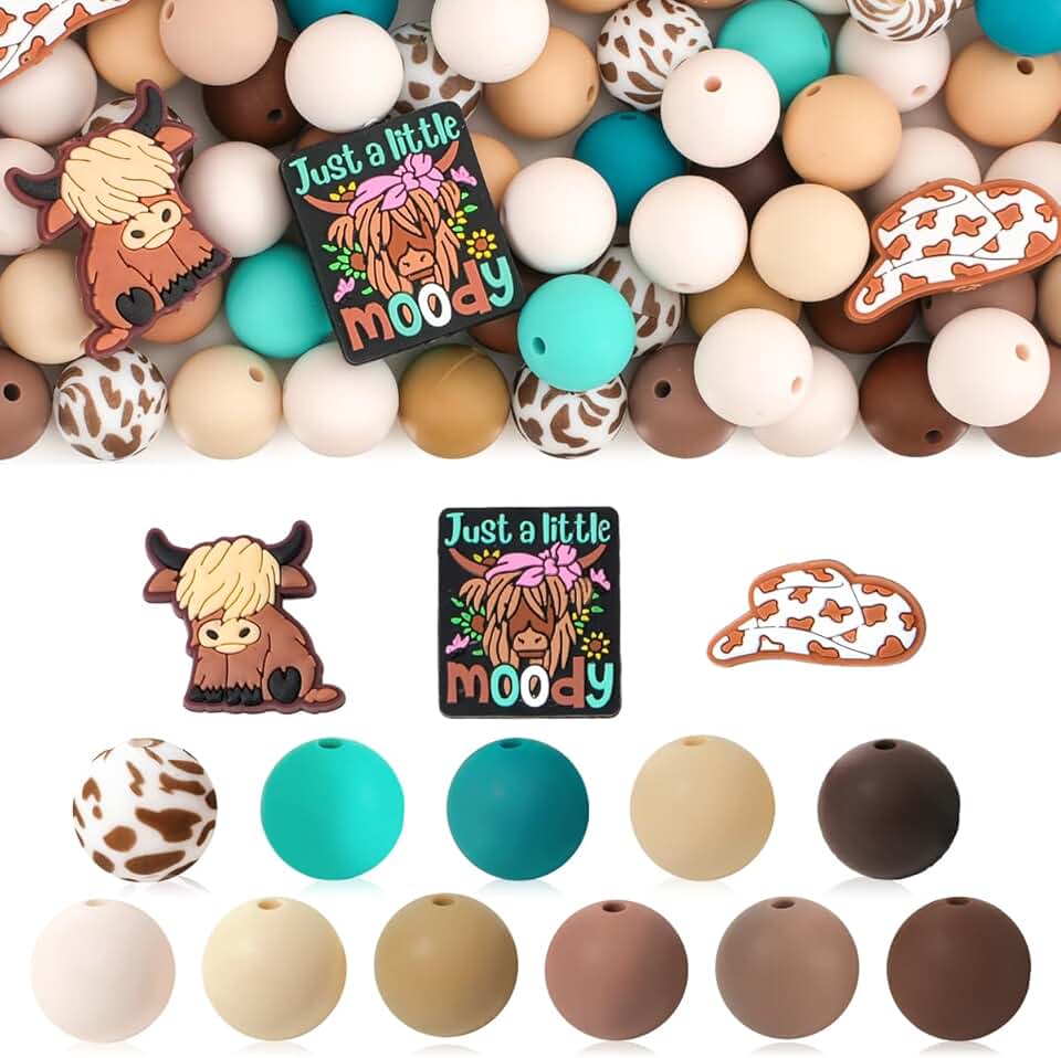 100 Highland Cow Silicone Beads for Crafts and Jewelry