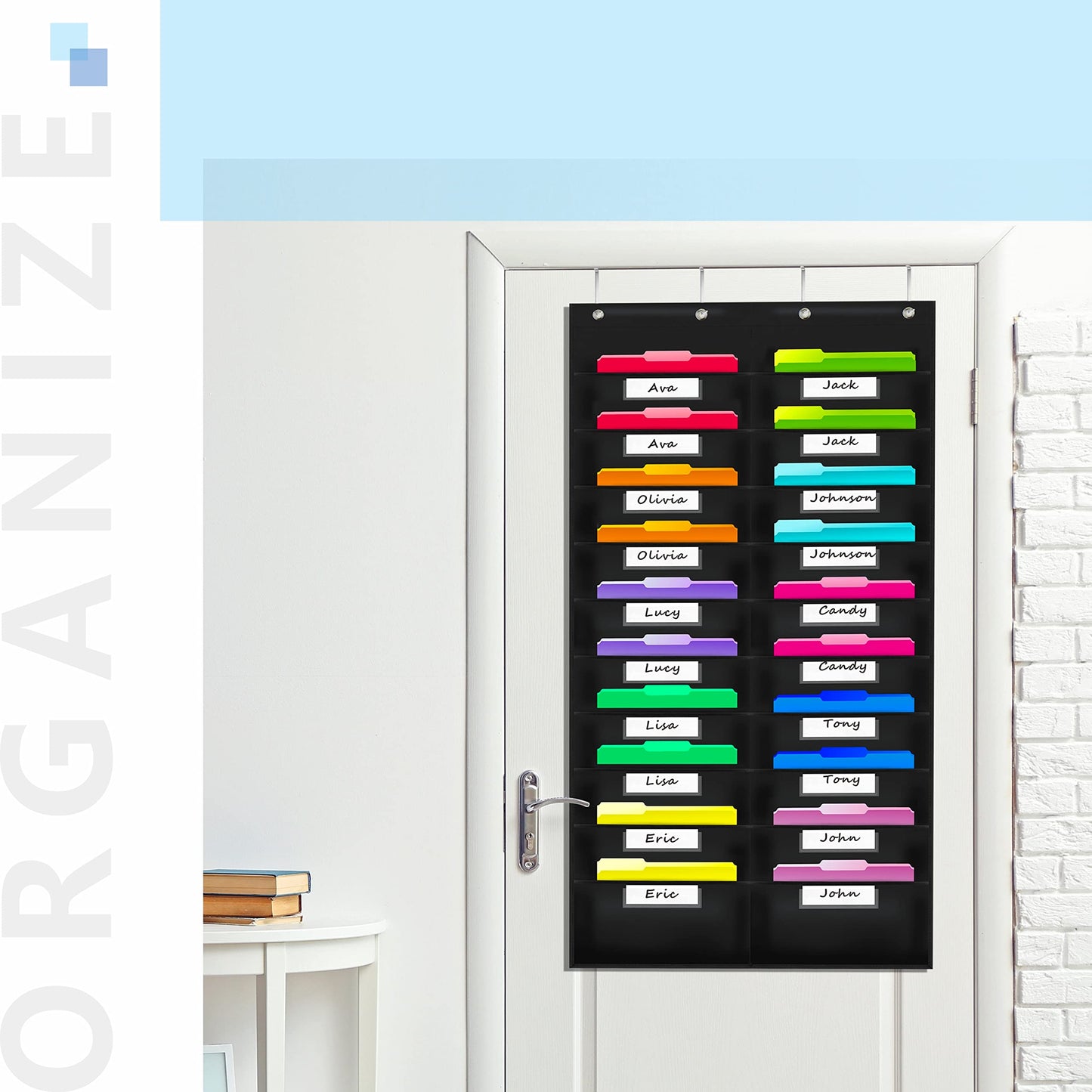 Nylon Wall Pocket Chart with 20 Pockets and Hooks