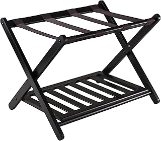 Foldable Reese Luggage Rack with Storage Shelf