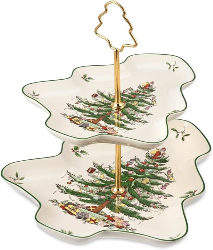 Christmas Tree 2-Tiered Dessert Server