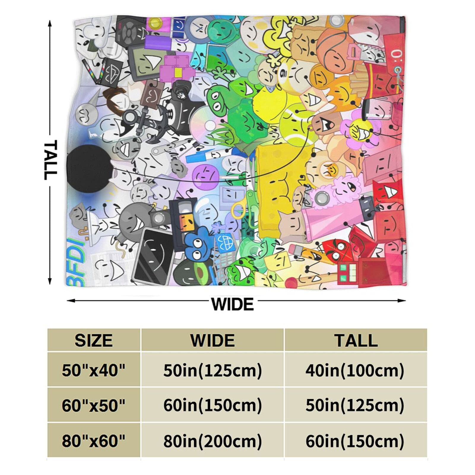 Battle for Bfdi Blanket Super Soft Warm and Comfortable Blanket Flannel Blanket, Suitable for Bed, Sofa, Chair, Living Room, Bedroom in All Seasons60 X50