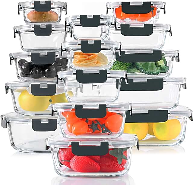 30-Piece Glass Food Storage Container Set