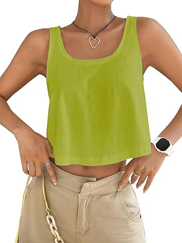 Women's Sleeveless Scoop Neck Casual Crop Top