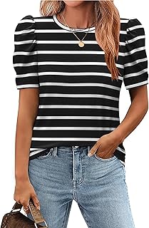 Summer puff sleeve floral blouse for women