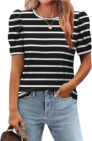 Summer puff sleeve floral blouse for women