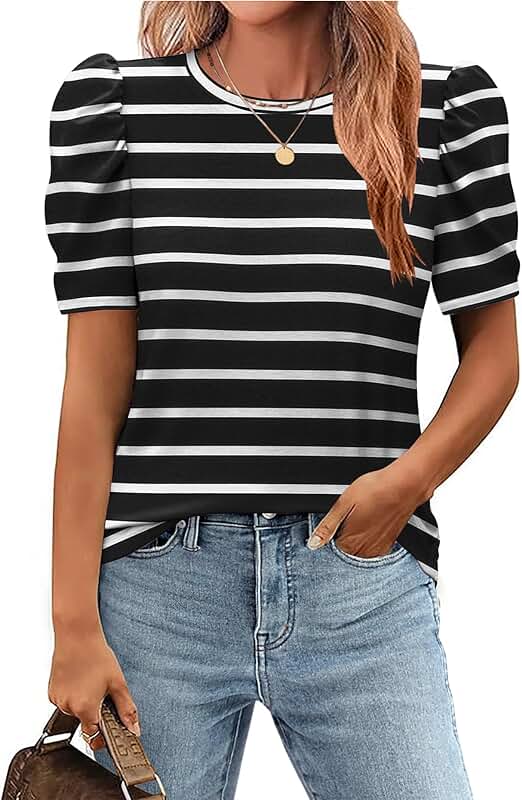 Summer puff sleeve floral blouse for women
