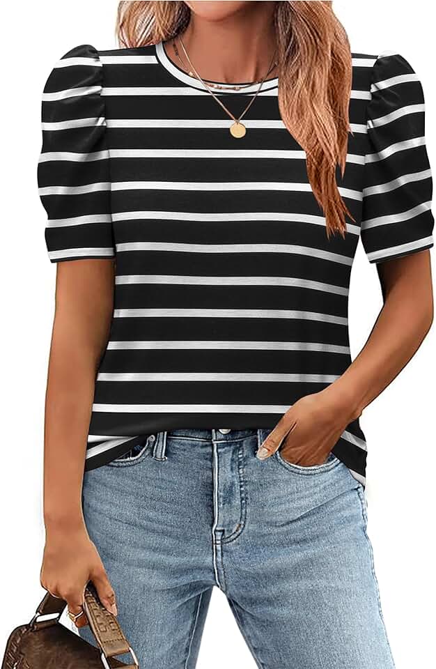 Summer puff sleeve floral blouse for women