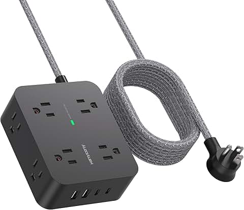 6 ft Extension Cord with Surge Protection and 8 Outlets