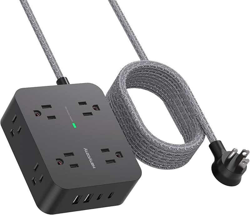 6 ft Extension Cord with Surge Protection and 8 Outlets