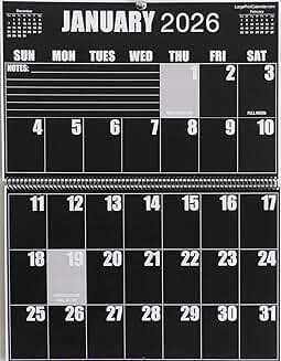 High-Contrast Invert Wall Calendar, 19 Months, Large Print