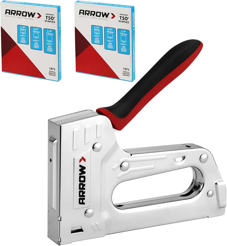 Heavy Duty Manual Stapler Kit with Staples and Rubber Grip