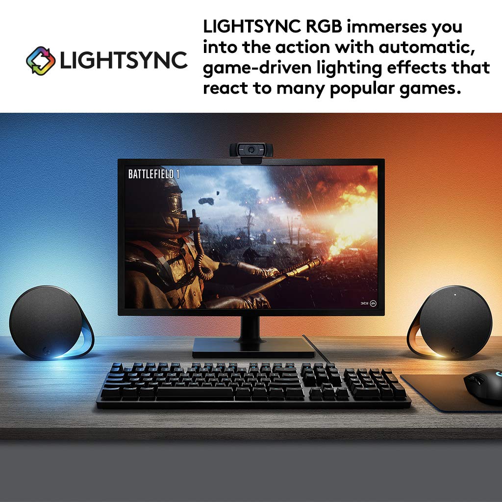560 PC Gaming Speaker System with 7.1 DTS:X Ultra Surround Sound, Game based LIGHTSYNC RGB, Two Speakers and Subwoofer, Immersive Gaming Experience - Black