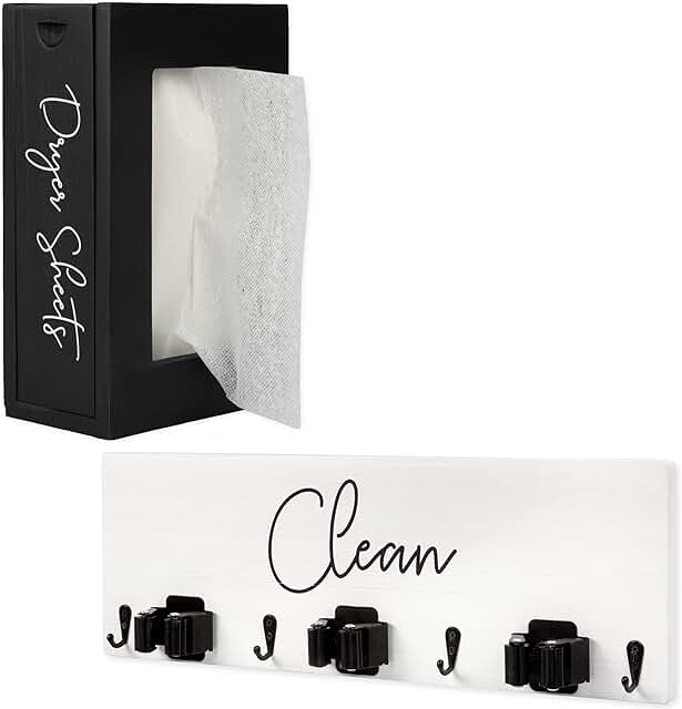 Wall Mount Wooden Broom and Mop Organizer