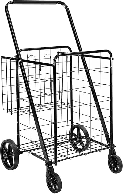 Large foldable shopping cart with 360-degree wheels