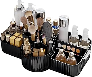 Large Vintage Striped Makeup Brush Holder and Organizer