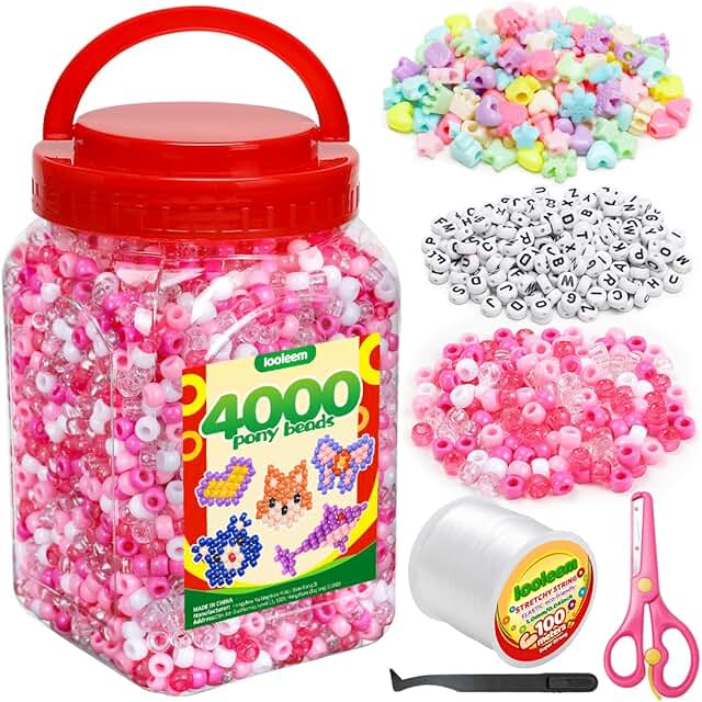 Pink Glitter and Solid Pony Beads Bulk Kit for Jewelry Making