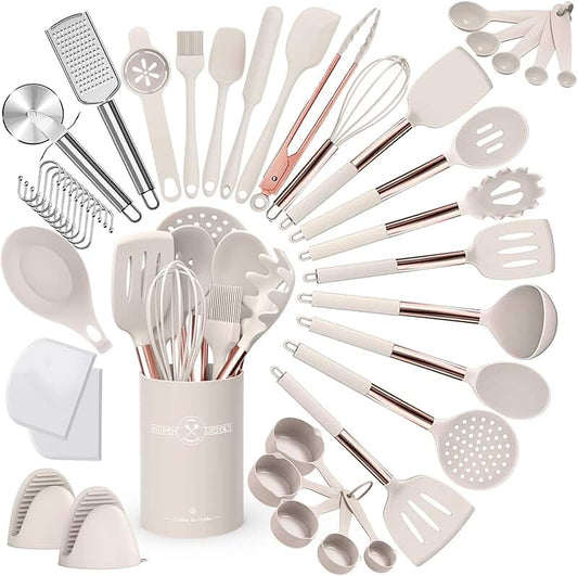 Set of four heat-resistant silicone spatulas for cooking