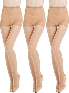 Three pairs of women's black sheer tights with reinforced toes