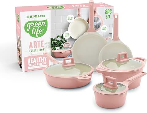 Light Pink 8-Piece Ceramic Nonstick Cookware Set
