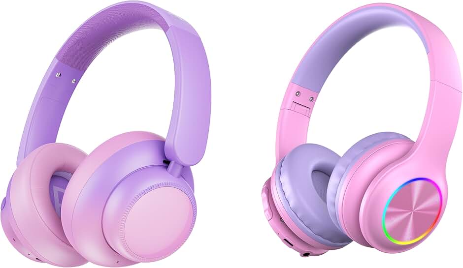 Pink noise cancelling and Bluetooth headphones for kids