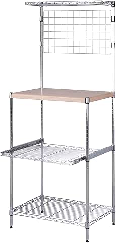 Microwave Shelving Unit with Shelves in Chrome