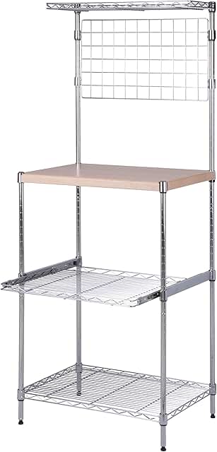 Microwave Shelving Unit with Shelves in Chrome