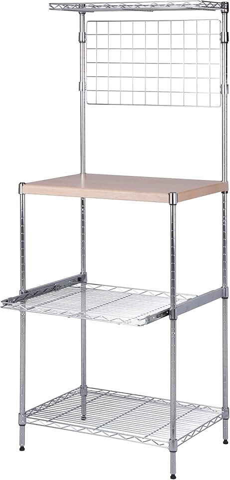 Microwave Shelving Unit with Shelves in Chrome