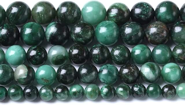 60 Green Emerald Beads for Jewelry Making, 6mm
