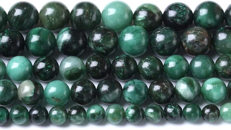 60 Green Emerald Beads for Jewelry Making, 6mm