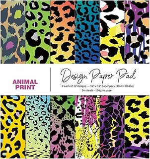 12x12 Inch Scrapbook Paper Pack with Leopard Pattern, 24 Sheets