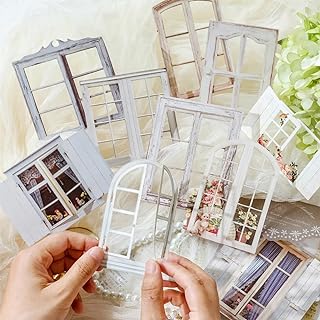 60 Retro Window Flower Stickers for Scrapbooking and Journals