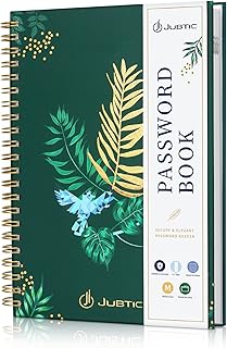 Spiral Password Keeper Book with Tabs, Green