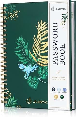 Spiral Password Keeper Book with Tabs, Green