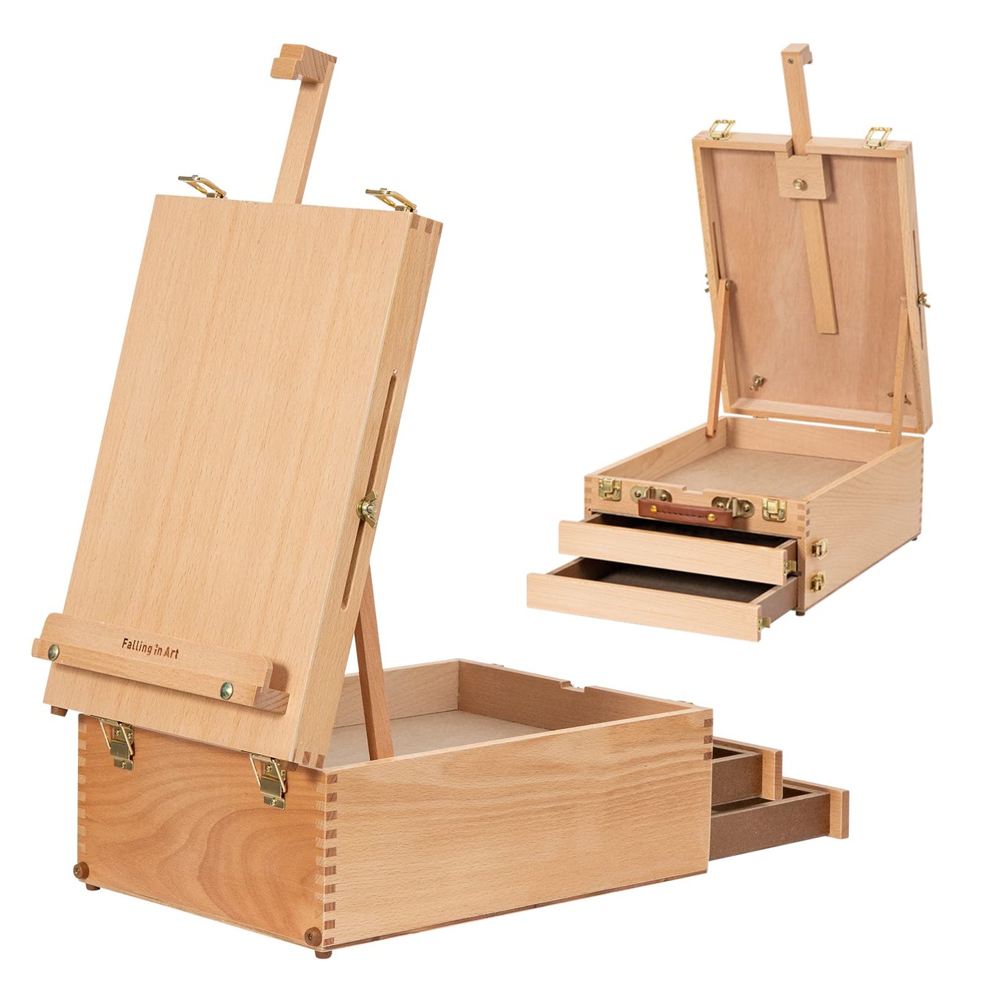 Wooden Beechwood Tabletop Easel with Storage Drawers